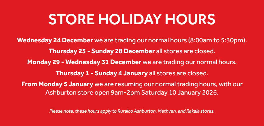 Ruralco Store Holiday Hours